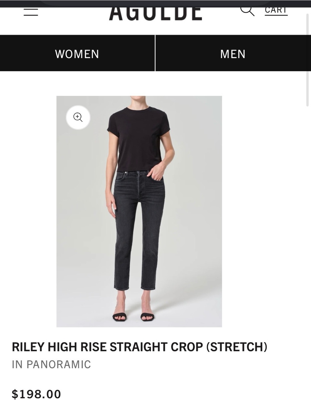 Agolde Riley High-Rise Straight Crop Stretch Jeans